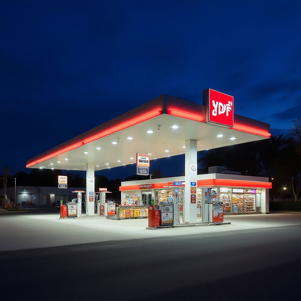 Estación YPF moderna con tienda de conveniencia