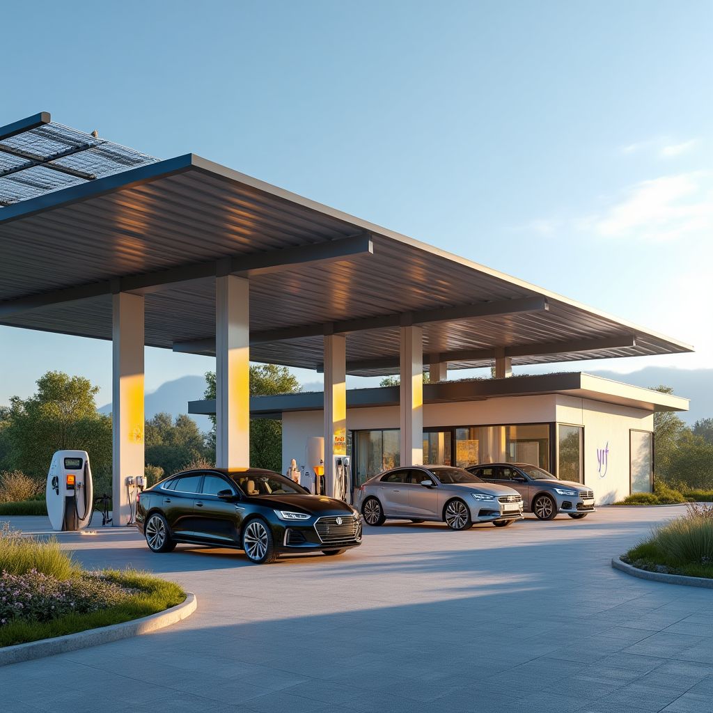 Estaciones con cargadores eléctricos